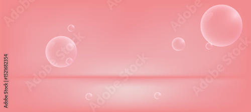 Pink gradient presentation with bubble for cosmetic background