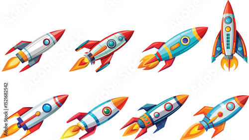 space rocket set vector illustration