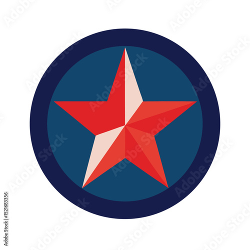 Red star within a blue circle design isolated on a white background perfect for badges