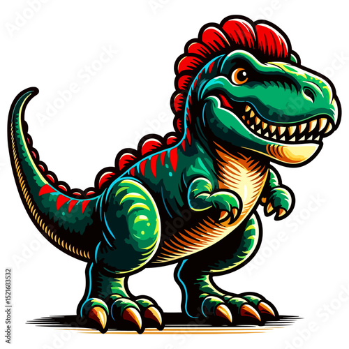 Adorable Cartoon T-Rex Dinosaur Illustration: Fun, Playful Dino Character Design