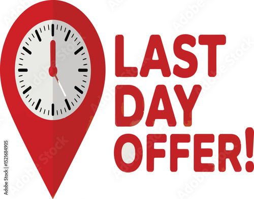 Last day offer red clock icon urgent sale time limited promotion deal
