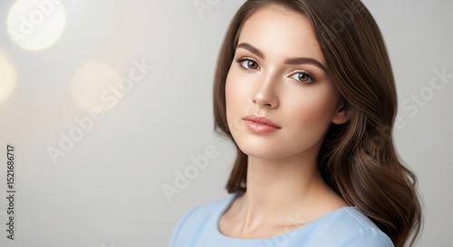 Portrait of a Young Woman with Beautiful Skin and Hair