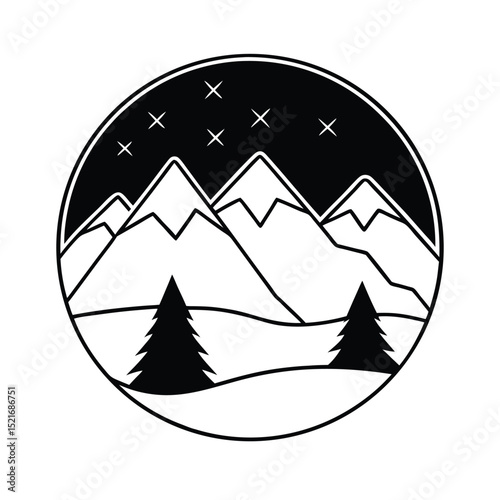 Mountain Landscape in Paper Cut Style