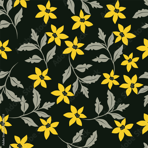 Abstract seamless floral pattern. Spring Trendy flowers print, Plant background, design for fabric, cloth design, covers, wallpapers, print, scrapbooking.