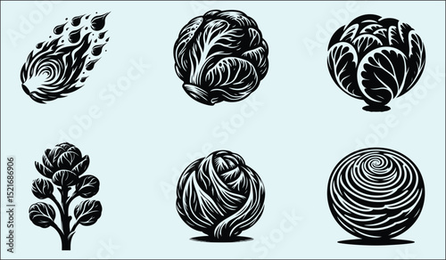 Silhouette of Cat with Vegetables A Playful Illustration for Creative Projects