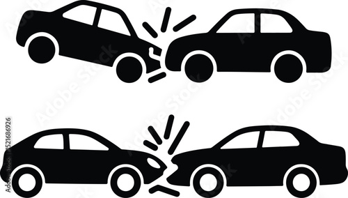 Car Collision Vector Icons Showing Damage