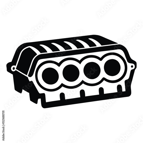 A black and white Engine Block silhouette Vector Design art illustration