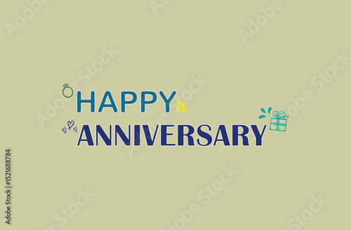 Happy Anniversary calligraphy hand lettering isolated on background. Hand drawn style design. Handwritten modern lettering. wedding anniversary celebration poster. Vector illustration. Eps file 96.