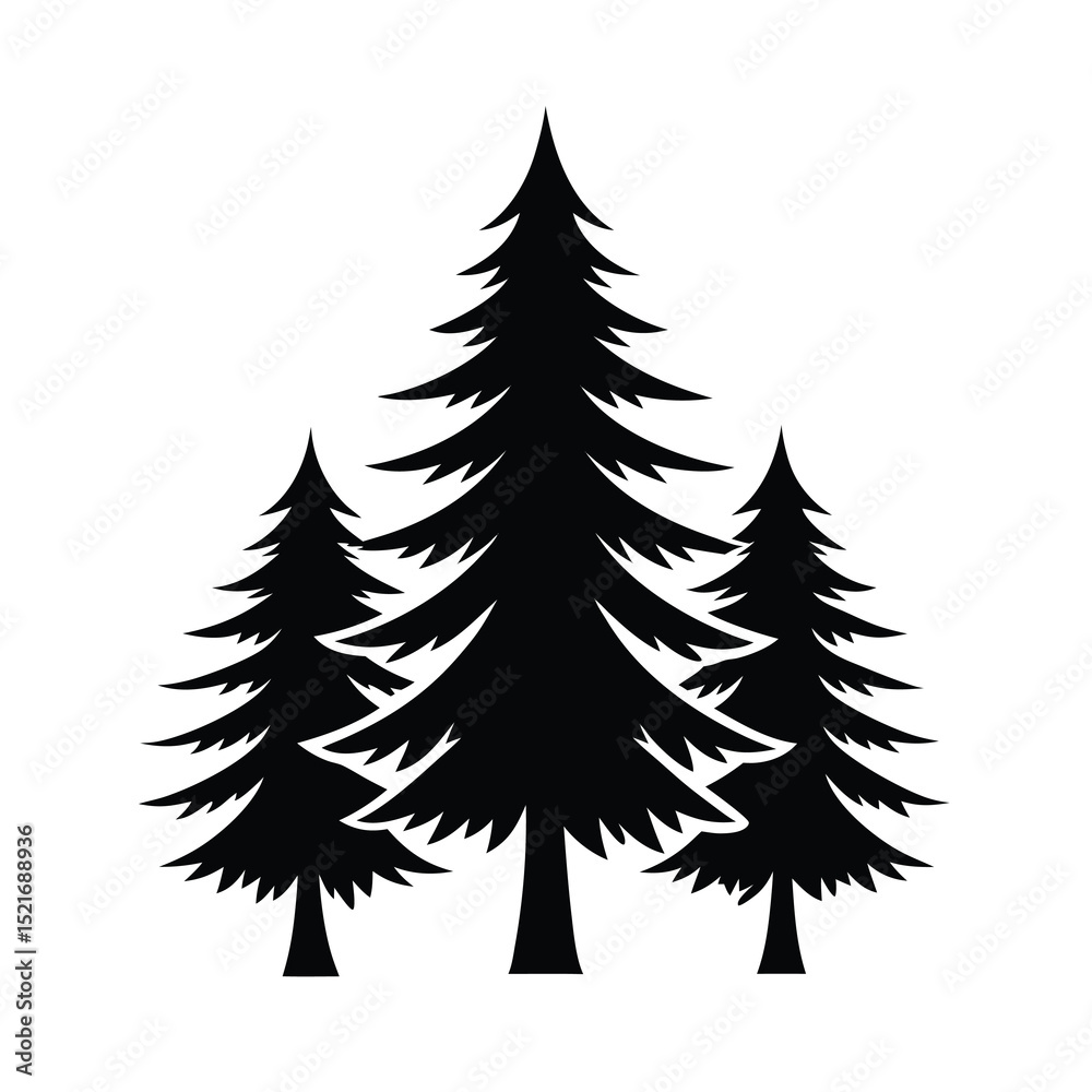 Obraz premium Pine Tree Silhouette Vector Template