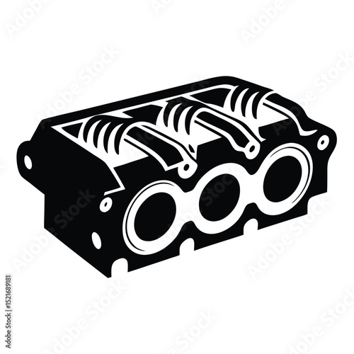 A black and white Engine Block silhouette Vector Design art illustration
