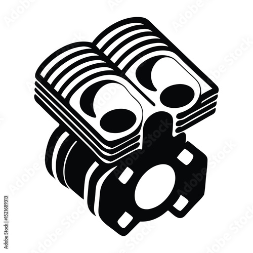 A black and white Engine Block silhouette Vector Design art illustration