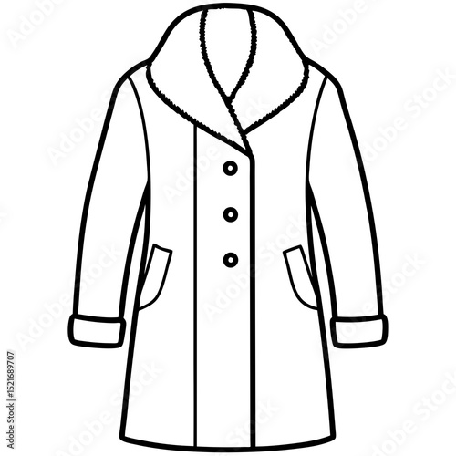 Winter Wool Coat Vector – Stylish Cold Weather Outerwear Illustration