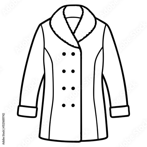 Winter Wool Coat Vector – Stylish Cold Weather Outerwear Illustration