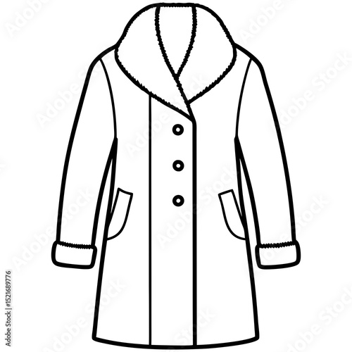 Winter Wool Coat Vector – Stylish Cold Weather Outerwear Illustration