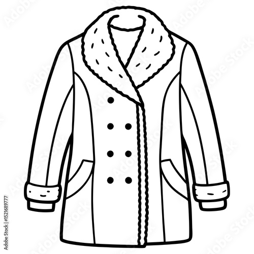 Winter Wool Coat Vector – Stylish Cold Weather Outerwear Illustration