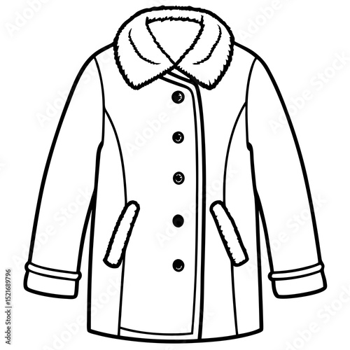 Winter Wool Coat Vector – Stylish Cold Weather Outerwear Illustration