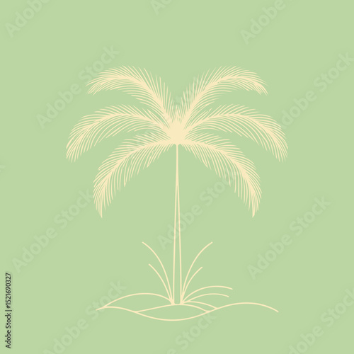 Minimal Vector Palm Tree with Elegant Line Art Style