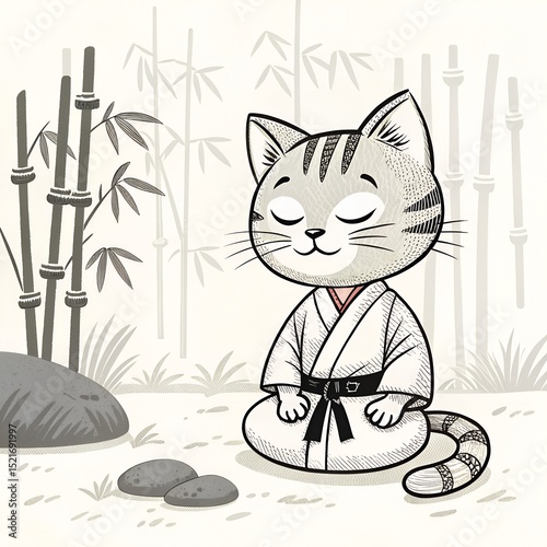 vintage japanese ink illustration of a disciplined