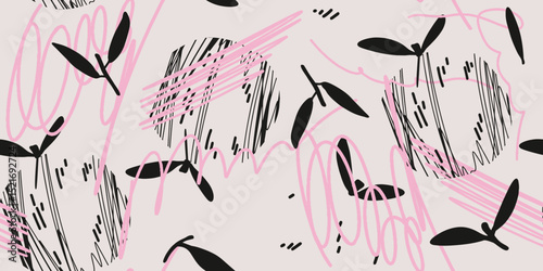 Abstract floral leaves sketch Pattern