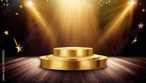 Awards Nomination Podium with Golden Prize Event – Star Ceremony Scene