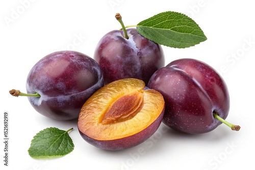 Plums isolated on white background