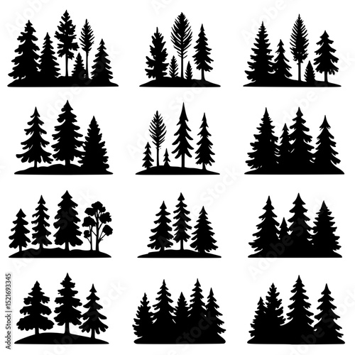 set of fir trees
