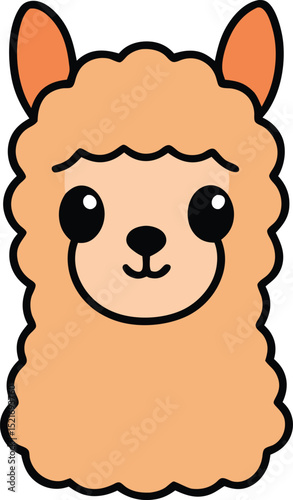 alpaca  head icon clipart vector on transparent background