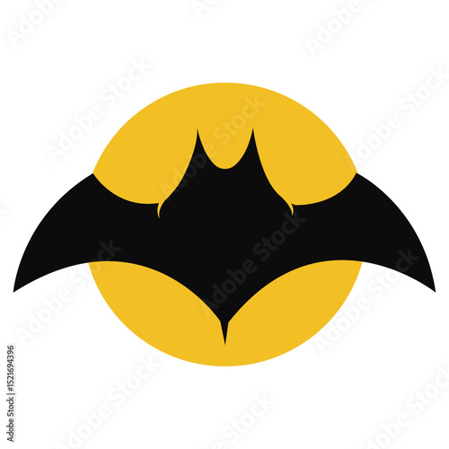 Bat black with sunset logo design vector graphic symbol icon illustration creative idea