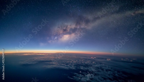 Stunning View of the Milky Way Galaxy Over Earth's Horizon at Night - Space and Astronomy Concept for Celestial Beauty and Night Sky