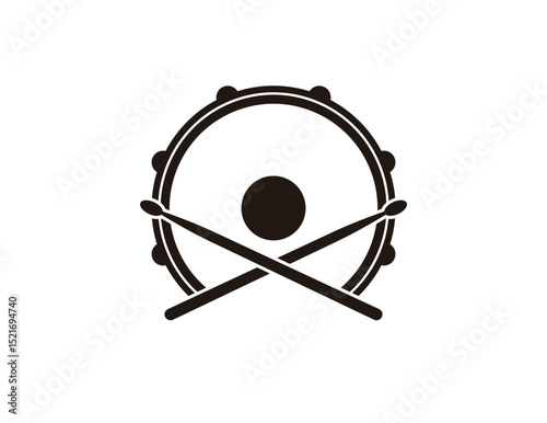 Drum icon in flat circle isolated on white background illustration for web