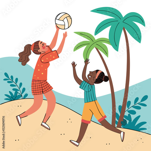 young woman on the beach vector