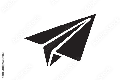 Paper plane silhouette illustration on white background.