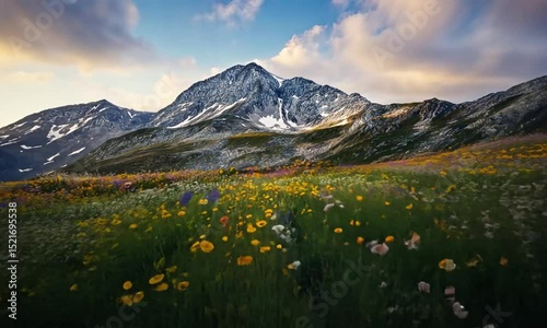 Ice Hills Beside Yellow and White Flower Fields