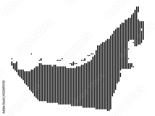 Vertical Lines Vector Map of United Arab Emirates Medium