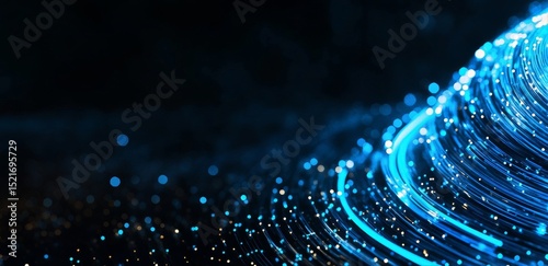 Swirling Blue Light Trails Create an Abstract Representation of Movement in a...