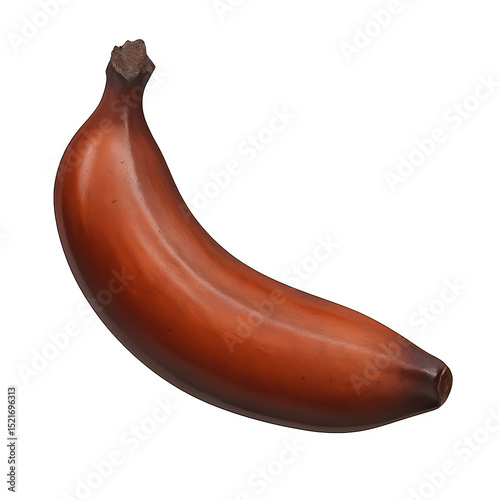 Single Red Banana on Black Background