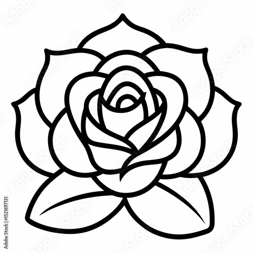 Elegant black line art rose flower design