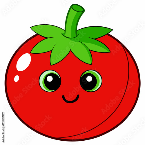 Happy cute cartoon tomato red vegetable fruit