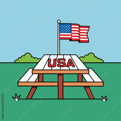 Patriotic picnic table usa flag summer fun