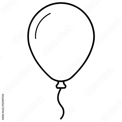 Simple line drawing balloon, isolated, transparent background