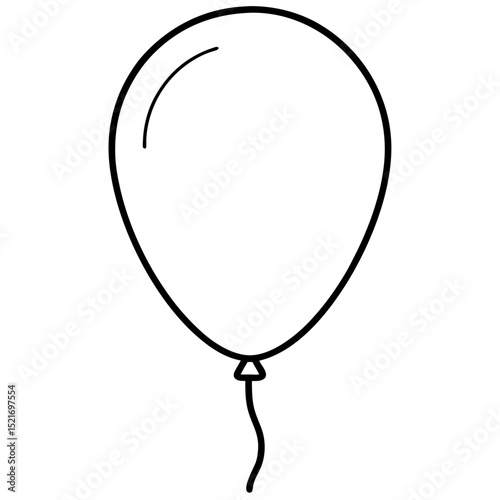 Simple line drawing balloon, transparent background, design element