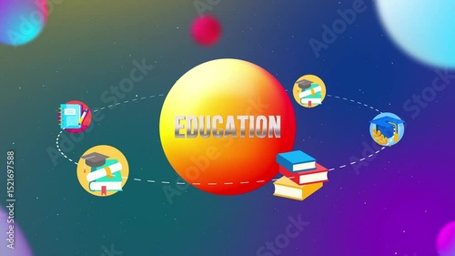 Education Icons With 3d Orbit Style Animation