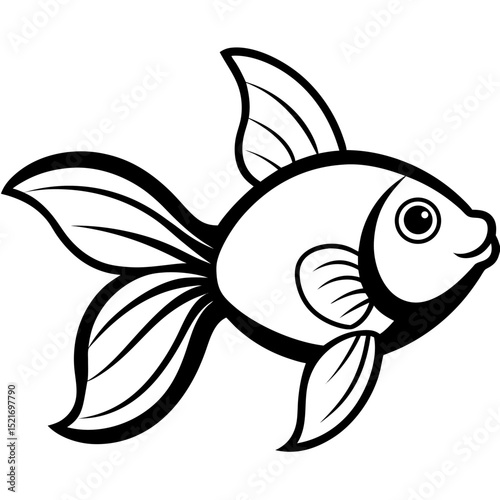 Adorable cartoon goldfish illustration, transparent background