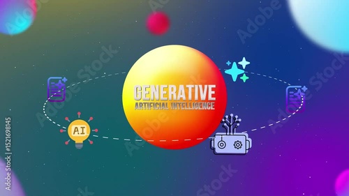 Generative AI. Icons With 3d Orbit Style Animation