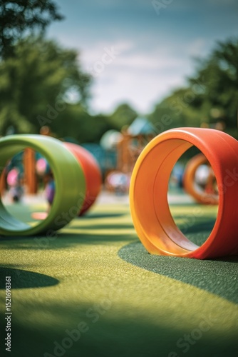 Brightly Colored Playground Tubes Attract Children for Fun Activities in Live...