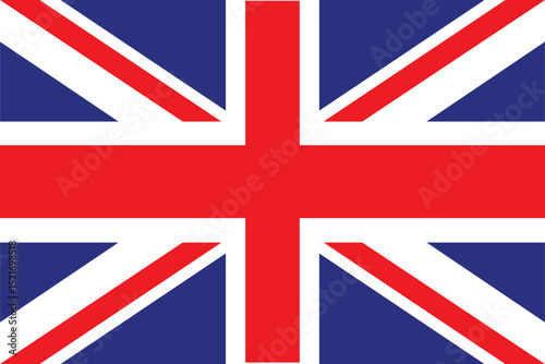 United Kingdom Flag – Vector Illustration of the Union Jack, British National Emblem with Red, White, and Blue Crosses, Flat UK Banner Design Representing Great Britain and Its Heritage