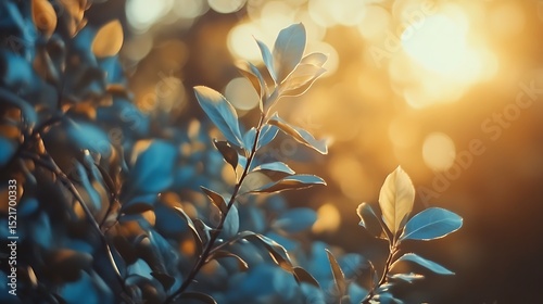 Sunlit foliage with gentle leaves in a warm, golden ambiance