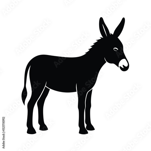 Full Body Silhouette of a Standing Donkey on White Background Detailed Icon