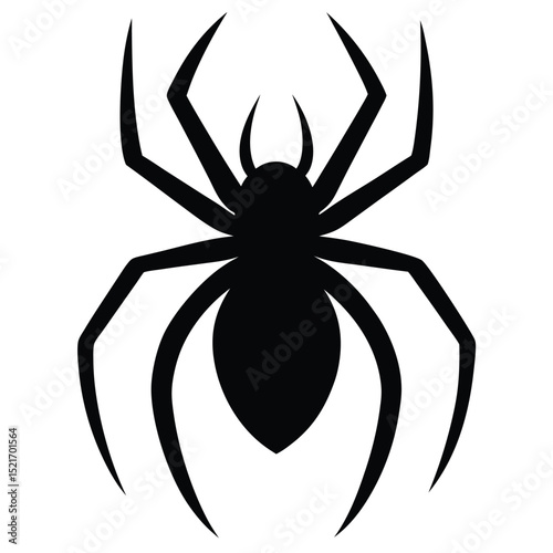 Silhouette of a Classic Spider Illustration with Eight Legs and Two Fangs