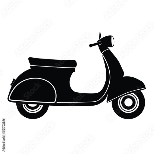 Striking Silhouette Iconic Black Scooter Illustration Classic Design and Timeless Transportation Style